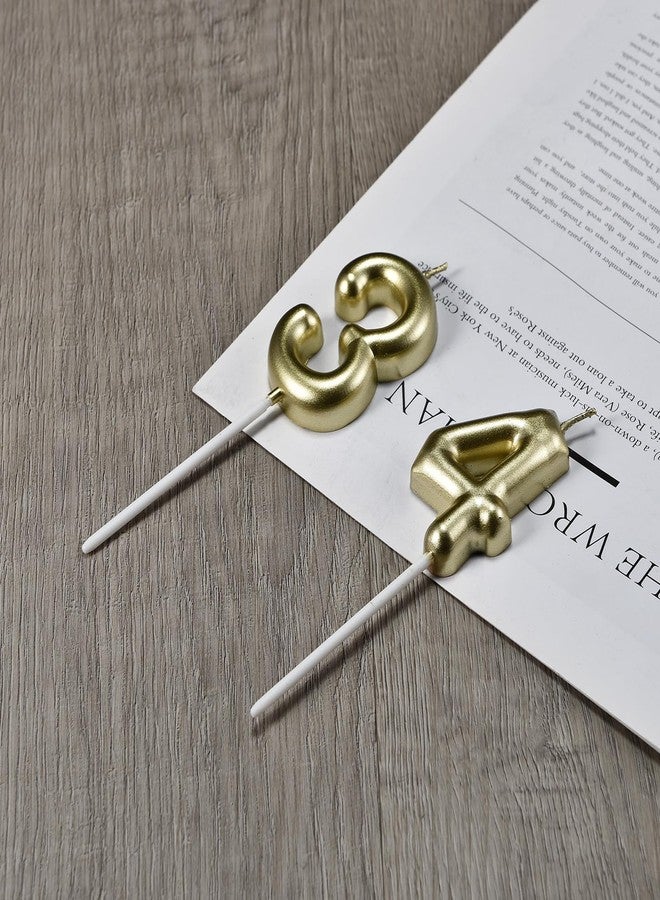 Qj-solar 2.35 Inch Gold 34 & 43 Birthday Candles, Number 34th & 43rd Cake Topper for Men Women Birthday Party Decorations Theme Party - Image 5
